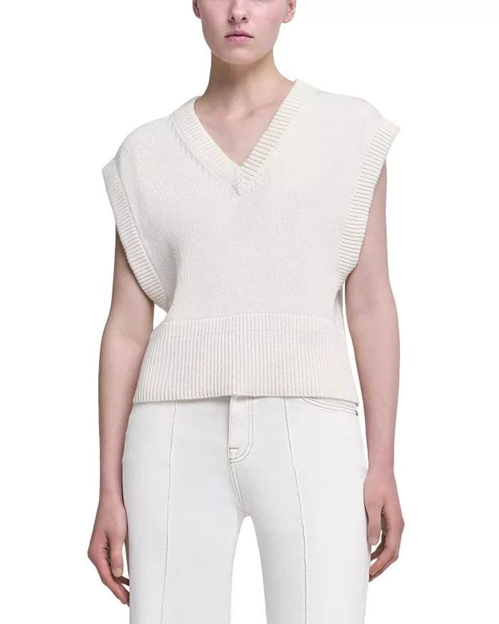 SIMKHAI Erin Cotton-Blend Sweater Vest M Quiet Luxury Capsule Vanilla Girl